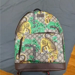 Gucci Brown and Green Jungle Print Backpack Gucci | Bags | Gucci Brown And Green Jungle Print Backpack  main image 2